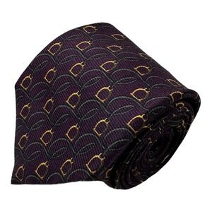 Paul Stuart Purple Equestrian Themed Mens Pure Silk Tie 3.5 Inch Width NWT